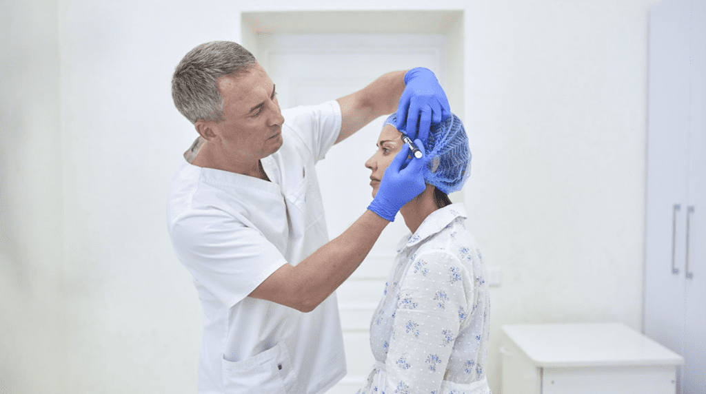 رفع الحواجب في المستشفي مع الطبيب